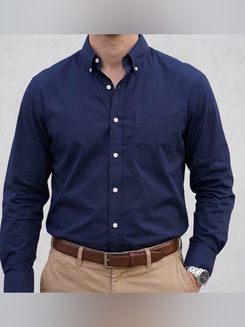 NWT Roundtree & Yorke Navy Blue Button-Down Dress Shirt - Men’s Small